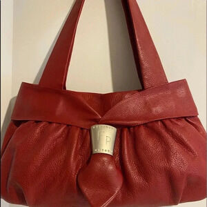 Fabrizio poker red leather satchel handbag